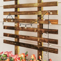 Outsunny Raised Garden Bed with Trellis, Outdoor Wooden Planter Box with Metal Corners and Wheels, Raised Bed for Garden(m-9)