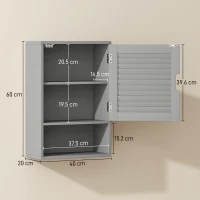 HOMCOM Bathroom Cabinet, Wall Mounted Storage Cabinet with Adjustable Shelves, 40 x 20 x 60 cm, Grey(m-3)