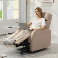 HOMCOM Poltrona Reclinabile 160° max con Poggiapiedi, in Pelle PU, Legno e Acciaio, 65x89x100 cm, Marrone Chiaro(m-7)