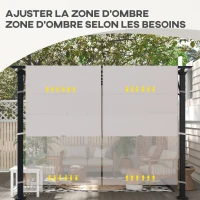 Outsunny Lot de 2 toiles de rechange pergola rétractable 4,9 x 1,2 m pour pergola de 3 x 3 m polyester protection UV kaki clair(m-7)