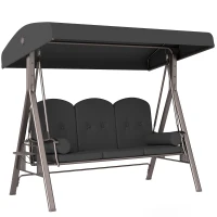 Outsunny Dondolo da Giardino 3 Posti con Tetto Regolabile, Portabicchieri e Cuscini, 208x120x172 cm, Grigio(m-11)
