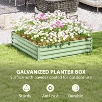 Outsunny Square Raised Garden Bed Box with Weatherized Steel Frame for Vegetables, Flowers, & Herbs, 120 x 120 x 30cm, Light Green(m-5)