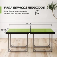 HOMCOM Mesa de Ping Pong Dobrável Mesa de Ping Pong Profissional com Rede e Estrutura de Aço 182x91x76 cm Verde(m-5)