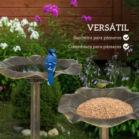 Outsunny Banho para Pássaros de Jardim Exterior 71 cm com Design Folha de Lótus e Acabamento Envelhecido Leve e Resistente Bronze(m-4)