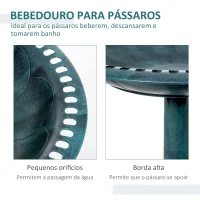 Outsunny Banho para Pássaros de Jardim Exterior com Design de Flor e Acabamento Envelhecido Leve e Resistente Verde(m-5)