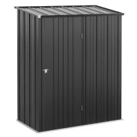 Outsunny Casetta da Giardino Porta Utensili in Lamiera Acciaio con Serratura, 161.5x94.5x196cm, Nero(m-1)