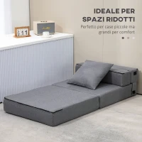 HOMCOM Poltrona Letto Singolo da Terra Pieghevole con Cuscino Incluso, 70x70x61 cm, Grigio(m-6)