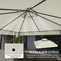 Outsunny Copertura per Gazebo da Giardino 3x3m UPF30+ a 2 Livelli in Poliestere Grigio Chiaro(m-4)