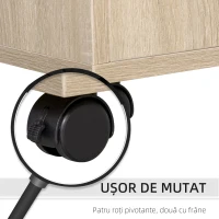 Vinsetto Dulap Imprimantă Birou Multifuncțional 80x40x72 cm, Dulap Joasă cu Sertare, Rafturi, 4 Roți, Culoare Stejar(m-7)