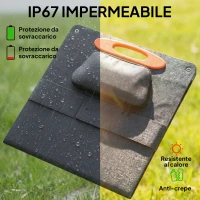 HOMCOM Caricabatteria Solare 100W Pieghevole con Attacco USB-A e USB-C per Ricarica Rapida, IP67, Nero(m-7)