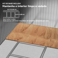 Outsunny Abrigo de Jardim Exterior 4,9 m² 277x195x192 cm com Porta de Correr Ventilação e Kit de Fundação Castanho(m-6)