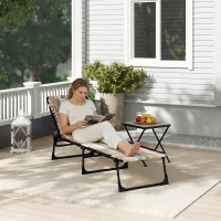 Outsunny Folding Sun Lounger Beach Chaise Chair Garden Reclining Cot Camping Recliner with 4 Position Adjustable Multicolored(m-8)