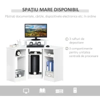 HOMCOM Birou Unghiular pentru Camera Birou pentru Computer din Lemn cu Raft pentru Monitor(m-5)