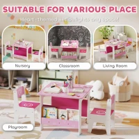 AIYAPLAY 3 Pieces Kids Table and Chair Set, Toddler Activity Table with Bookshelves, for Living Room, Nursery, Playroom, Pink(m-5)
