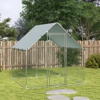 PawHut Kippenren verzinkt staal met weerbestendig UV-dak en afsluitbare deur, 2x2x2 m, zilver(m-9)