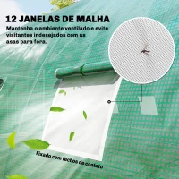 Outsunny Estufa Tipo Túnel com 2 Barras de Suporte 2 Portas Enroláveis e Janelas com Rede Cobertura de PE Anti-UV Verde(m-8)