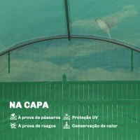 Outsunny Estufa Tipo Túnel com 2 Barras de Suporte 2 Portas Enroláveis e Janelas com Rede Cobertura de PE Anti-UV Verde(m-6)
