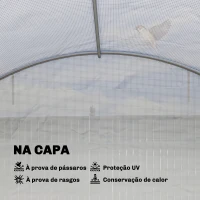 Outsunny Estufa Tipo Túnel com 2 Barras de Suporte, 2 Portas Enroláveis e Janelas com Rede, Cobertura de PE Anti-UV Branco(m-6)