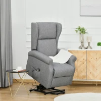 HOMCOM Power Lift Recliner Armchair, Electric Lift Chair for Elderly, Fabric Riser and Reclining Chair with Remote Control, Side Pockets, Extended Footrest, for Living Room, Grey(m-10)
