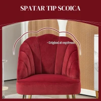 Homcom Fotoliu Cochilie Roz – Catifea cu Picioare Aurii(m-6)