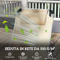 Outsunny Sdraio Pieghevole con Poggiatesta e Schienale Regolabile in Alluminio, 60x165x76 cm, Beige(m-6)
