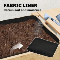 Outsunny Verhoogde Plantenbak 2-lagen met Vliesstof, Hout, 119,5 x 102 x 76,5 cm Lichtbruin(m-8)