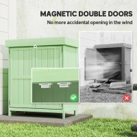 Outsunny Small Shed, Wooden Garden Shed with Openable Hinged Roof and Removable Shelf, 74 x 43 x 88 cm, Light Green(m-6)