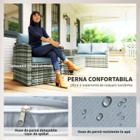 Outsunny Set de mobilier de gradina din ratan de 6 piese, canapea si 2 fotolii tapitate pentru 7 persoane, bej(m-5)