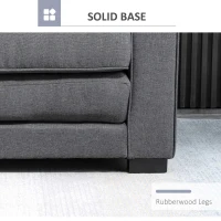 HOMCOM Canapea Extensibilă din Material Textil 2 Locuri cu Capitonaj și Arcuri, 147,5x75x85cm, Gri(m-7)