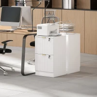 HOMCOM Filing Cabinet, Fluted Vertical File Cabinet with 2 Lockable Drawers and Hanging Rails, White(m-9)