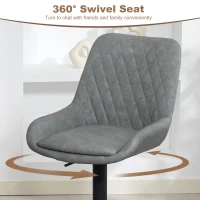 HOMCOM Set of Two Faux Leather Retro Bar Stools - Light Grey(m-5)