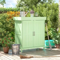 Outsunny Small Shed, Wooden Garden Shed with Openable Hinged Roof and Removable Shelf, 74 x 43 x 88 cm, Light Green(m-9)