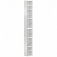 HOMCOM Set of 2 CD Media Display Shelf Unit Tower Rack with Adjustable Shelves, High Gloss White