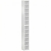 HOMCOM Set of 2 CD Media Display Shelf Unit Tower Rack with Adjustable Shelves, High Gloss White(m-1)