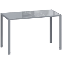 HOMCOM 120cm Dining Table, Rectangle 4 Seater Kitchen Table with Tempered Glass Top and Metal Legs, Grey