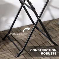 Outsunny Table basse extérieure pour 2 personnes, table de jardin ronde avec structure en acier, Ø 60 x 73H cm, gris foncé(m-6)