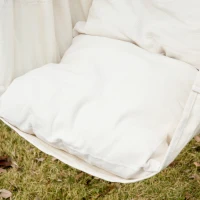 Outsunny Fauteuil suspendu extérieur chaise hamac avec 2 coussins, intérieur et extérieur, en tissu coton mélangé, crème(m-9)