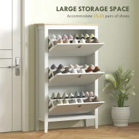 HOMCOM Modern Three-Drawer Shoe Cabinet - White(m-4)