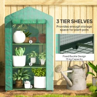 Outsunny 3 Tier Mini Greenhouse Portable Garden Grow House with Roll Up Door and Wire Shelves, 69 x 49 x 125 cm, Green(m-6)