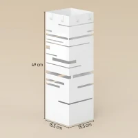 HOMCOM Suport pentru umbrele metalic cu 4 cârlige și tavă colectoare detașabilă pentru hol, birou 15,5x15,5x49 cm Alb(m-3)