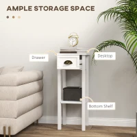 HOMCOM 2-Tier Side Tables Set of 2 with Drawer and Shelf, 2 Pieces Bedside Tables for Living Room and Hallway, White(m-4)