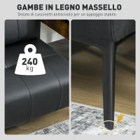 HOMCOM Divano 2 Posti in Finta Pelle Senza Braccioli e Trapuntato a Bottoni, 115x73x83 cm, Nero(m-6)