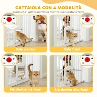 PawHut Cancello per Cani e Gatti Estensibile con Gattaiola Integrata, in Acciaio e ABS, 75-85x2x76 cm, Bianco(m-5)