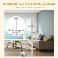 PawHut Copac de Zgariat pentru Pisici 40x34x260cm Bej(m-5)