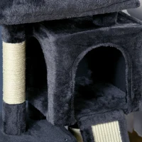 PawHut Albero Tiragraffi per Gatti con Pali in Sisal, Lettino e 2 Casette, 59x39x81cm, Grigio Scuro(m-9)