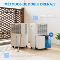 HOMCOM Deshumidificador 12L/día Silencioso con 3 Modos Pantalla LED Temporizado 24H Bloqueo Infantil y Drenaje Continuo Blanco(m-8)