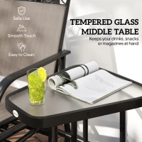 Outsunny Double Outdoor Glider Chair, 2 Seater Patio Rocking Chairs, Swing Bench with Tempered Glass Table, Breathable Mesh Fabric for Backyard, Garden, Porch, Brown(m-6)