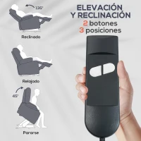 HOMCOM Sillón Levanta Personas con 8 Punto de Masaje Reposapiés Mando a Distancia y Bolsillo Lateral 83x92x110 cm Gris(m-4)