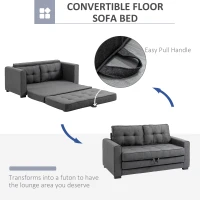 HOMCOM Canapea Extensibilă din Material Textil 2 Locuri cu Capitonaj și Arcuri, 147,5x75x85cm, Gri(m-5)