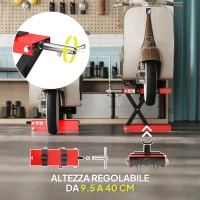 HOMCOM Cavalletto Alzamoto in Acciaio Capacità 500kg, Pieghevole con Altezza Regolabile e Manovella, Rosso(m-5)